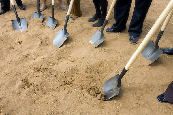 Shovels at a ground breaking ceremony
